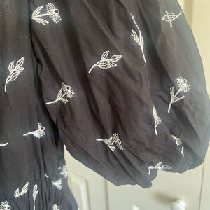 Zara Embroided Poplin Maxi Dress with puffed sleeve  Size Euro Large